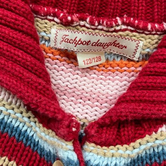 Jackpot Daughter cotton button up cardigan & matching scarf. Size US8 EU122/128 - Picture 6 of 11